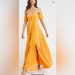 ASOS chiffon overlay pleated dress